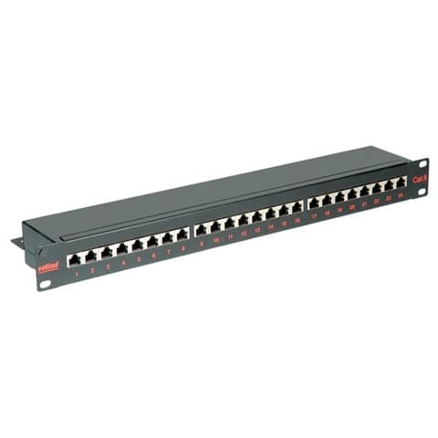 Cat. 6 / Class E 19" Patch Panel, 24 Ports, STP black, Nero - Foto 1